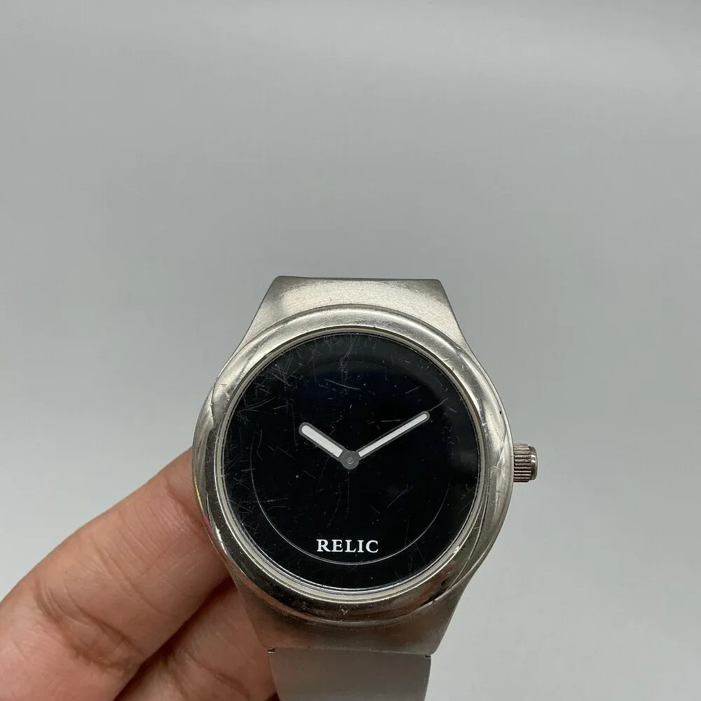 Relic Mens Watch 37mm Black Analog Digital Silver Tone For Parts Not Running